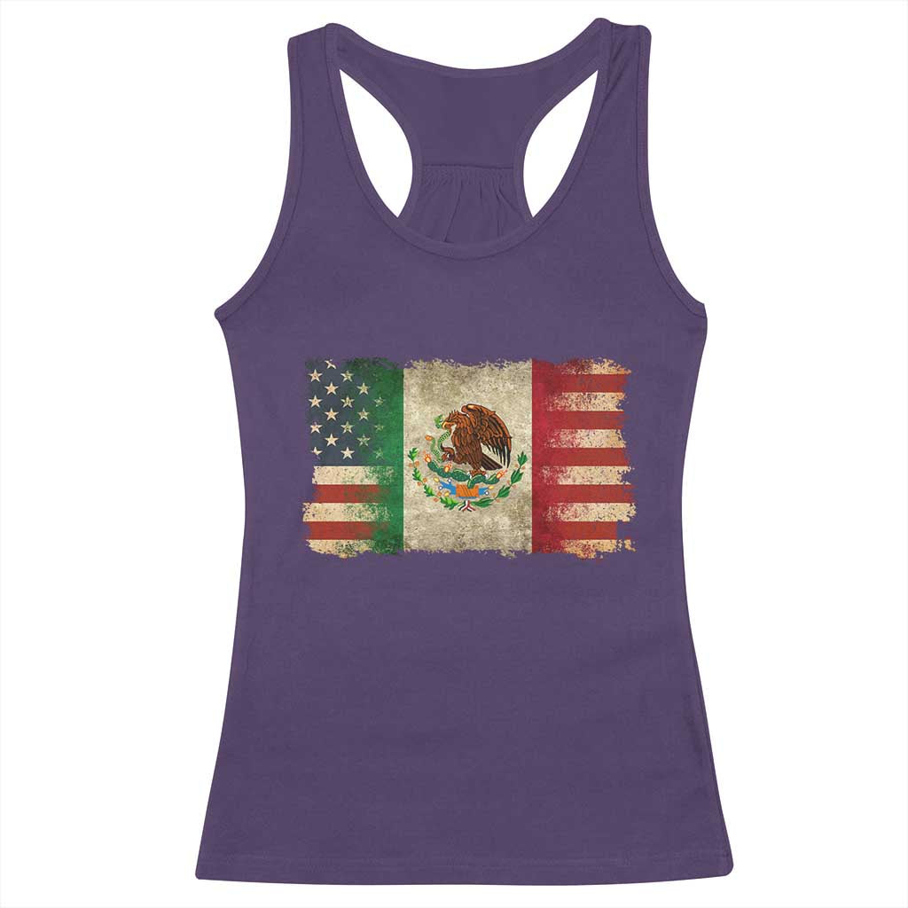 American Mexican Flag Racerback Tank Top Mexico Heritage Mexican Roots TS10 Purple Print Your Wear