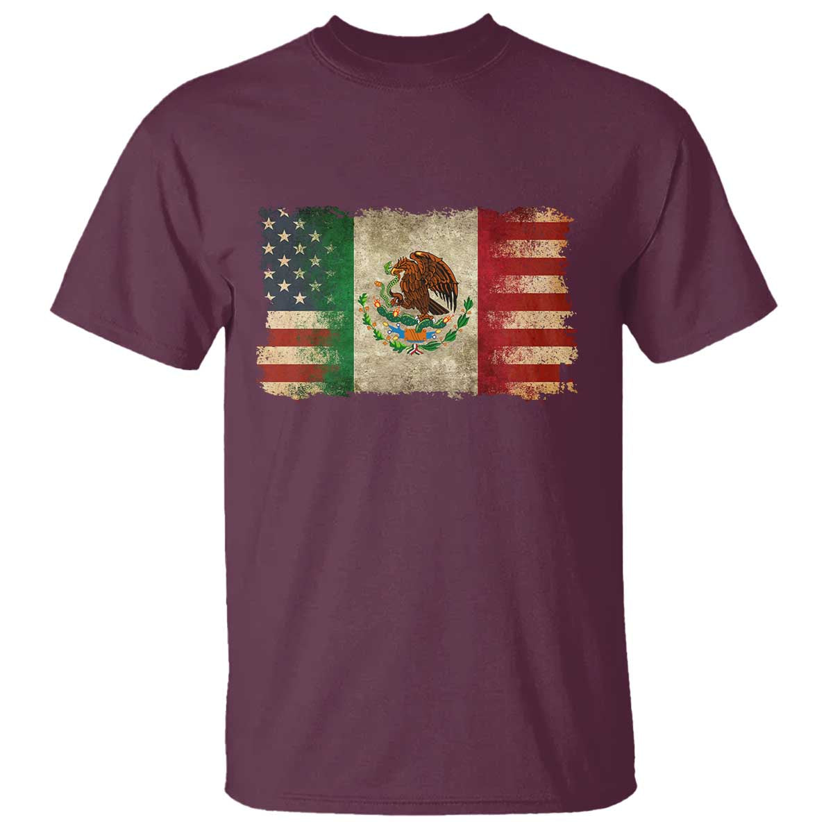 American Mexican Flag T Shirt Mexico Heritage Mexican Roots TS10 Maroon Print Your Wear