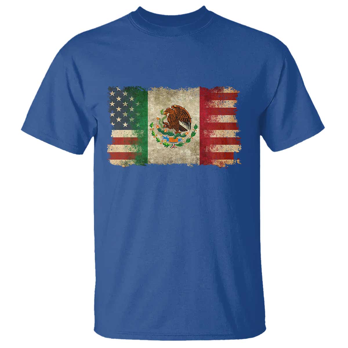 American Mexican Flag T Shirt Mexico Heritage Mexican Roots TS10 Royal Blue Print Your Wear