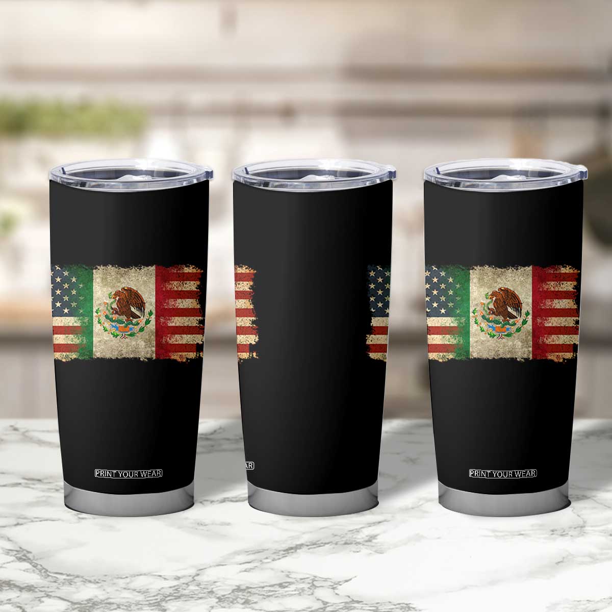 American Mexican Flag Tumbler Cup Mexico Heritage Mexican Roots TS10 Print Your Wear