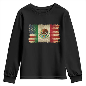 American Mexican Flag Youth Sweatshirt Mexico Heritage Mexican Roots TS10 Black Print Your Wear