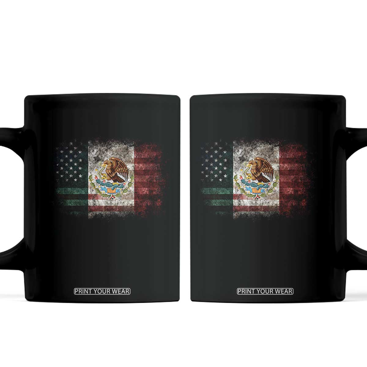 Vintage Mexican Flag Coffee Mug Eagle Mexico Heritage Mexican Roots TS10 Black Print Your Wear
