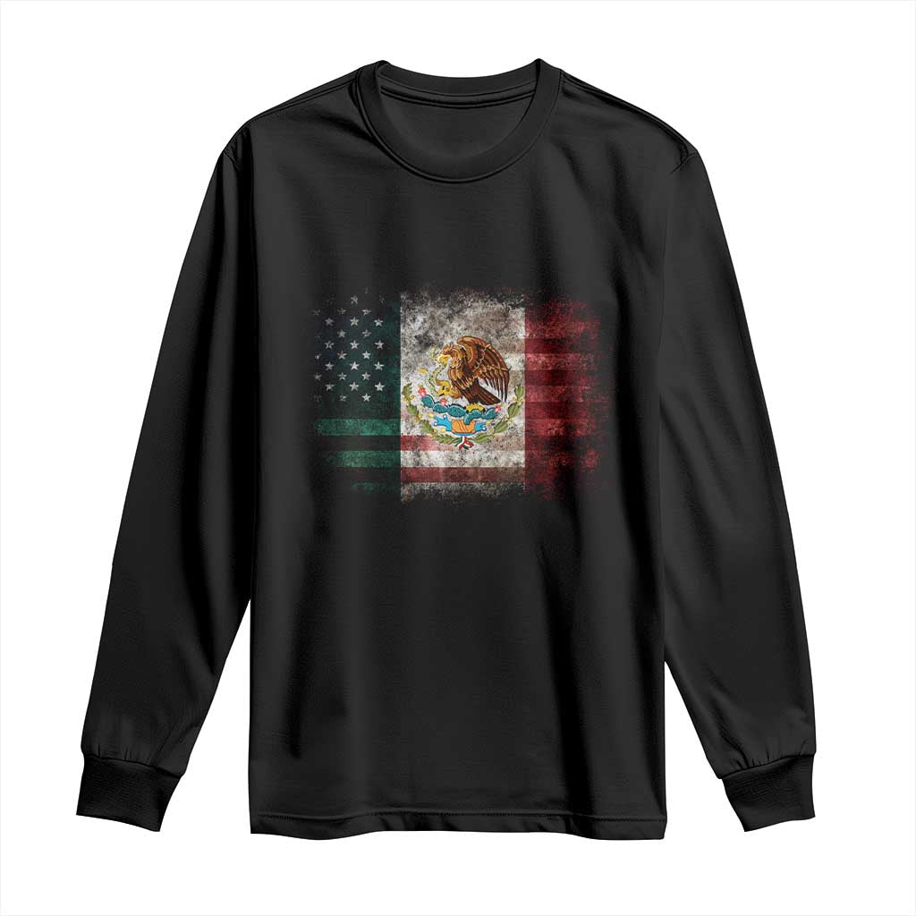 Vintage Mexican Flag Long Sleeve Shirt Eagle Mexico Heritage Mexican Roots TS10 Black Print Your Wear