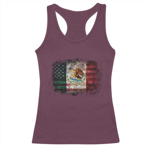 Vintage Mexican Flag Racerback Tank Top Eagle Mexico Heritage Mexican Roots TS10 Maroon Print Your Wear