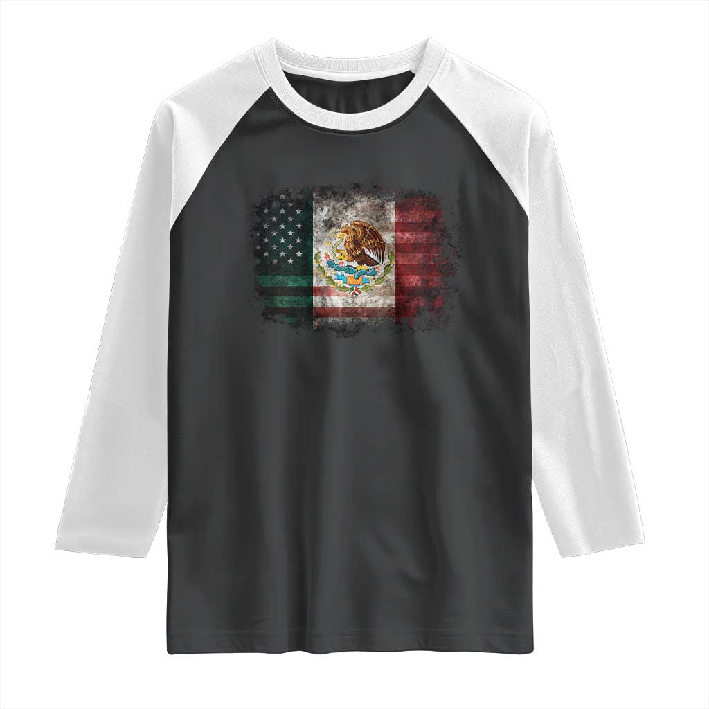 Vintage Mexican Flag Raglan Shirt Eagle Mexico Heritage Mexican Roots TS10 Black White Print Your Wear