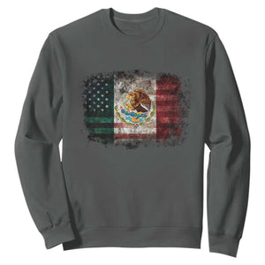 Vintage Mexican Flag Sweatshirt Eagle Mexico Heritage Mexican Roots TS10 Dark Heather Print Your Wear