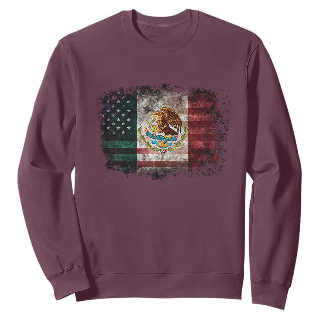 Vintage Mexican Flag Sweatshirt Eagle Mexico Heritage Mexican Roots TS10 Maroon Print Your Wear