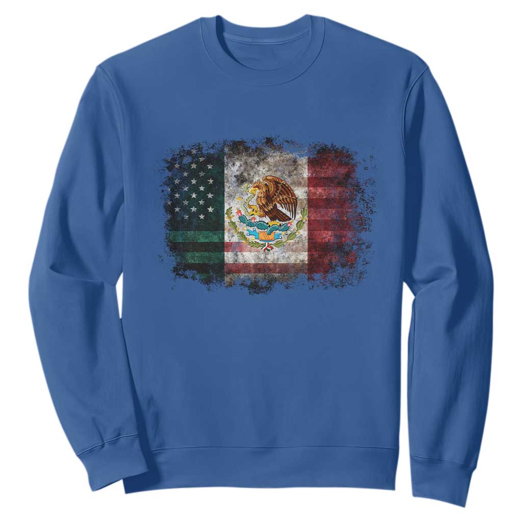 Vintage Mexican Flag Sweatshirt Eagle Mexico Heritage Mexican Roots TS10 Royal Blue Print Your Wear