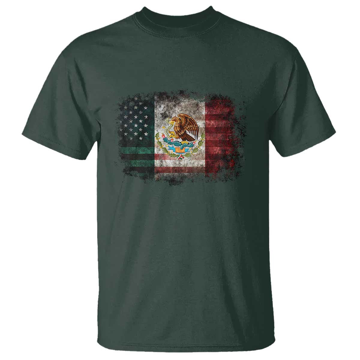 Vintage Mexican Flag T Shirt Eagle Mexico Heritage Mexican Roots TS10 Dark Forest Green Print Your Wear