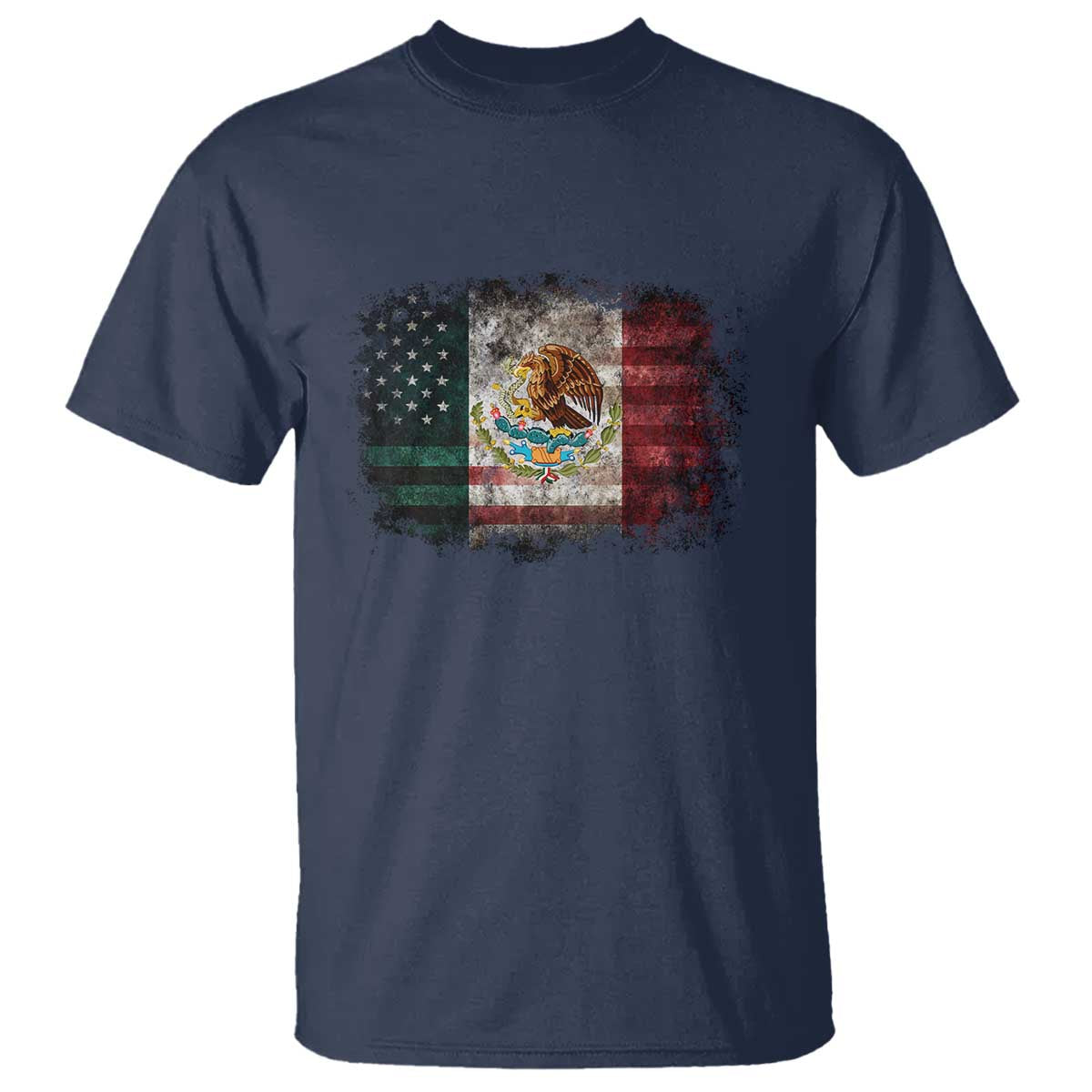 Vintage Mexican Flag T Shirt Eagle Mexico Heritage Mexican Roots TS10 Navy Print Your Wear