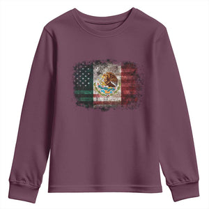 Vintage Mexican Flag Youth Sweatshirt Eagle Mexico Heritage Mexican Roots TS10 Maroon Print Your Wear