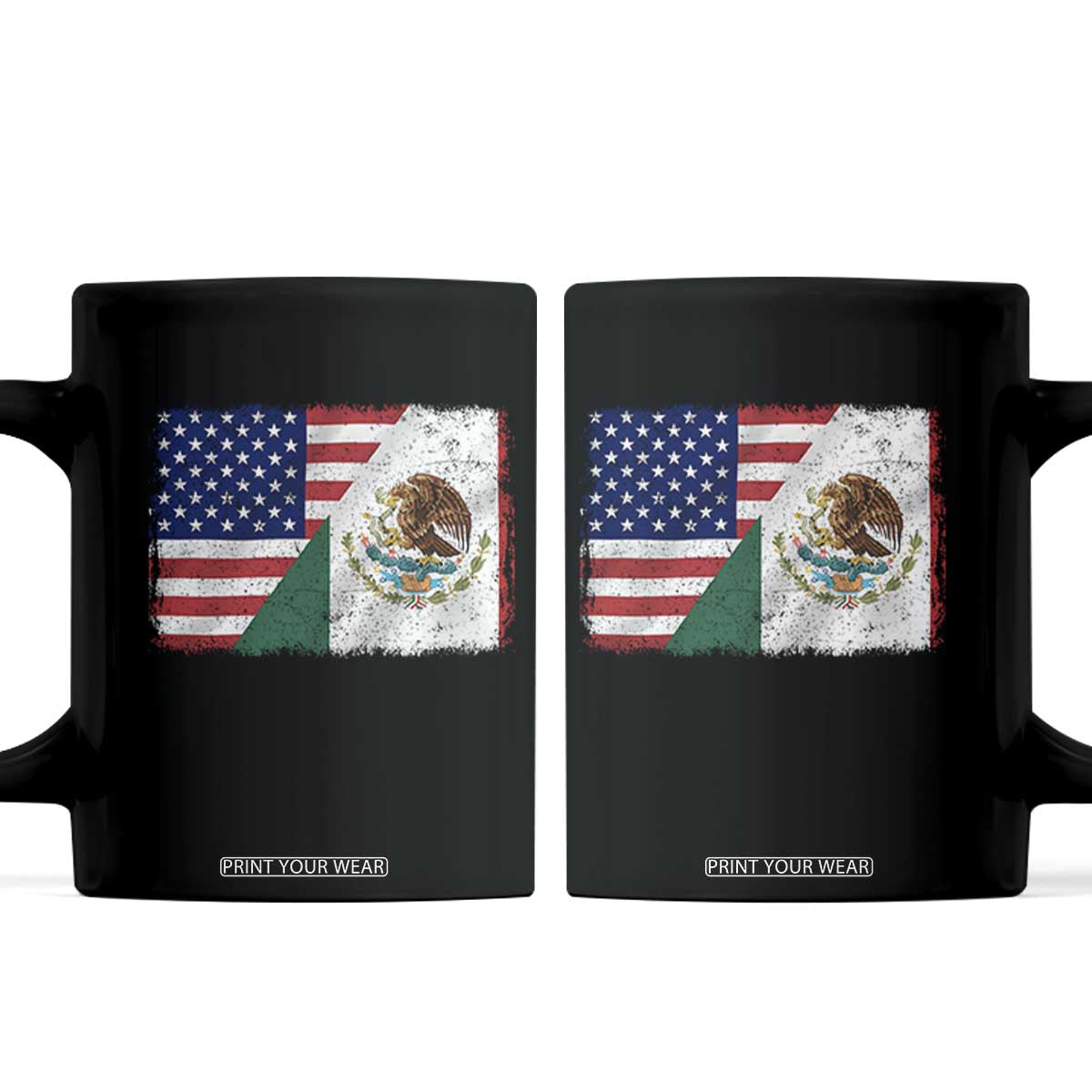 American Mexican Flag Coffee Mug Mexico Heritage Half Mexican Roots TS10 Black Print Your Wear