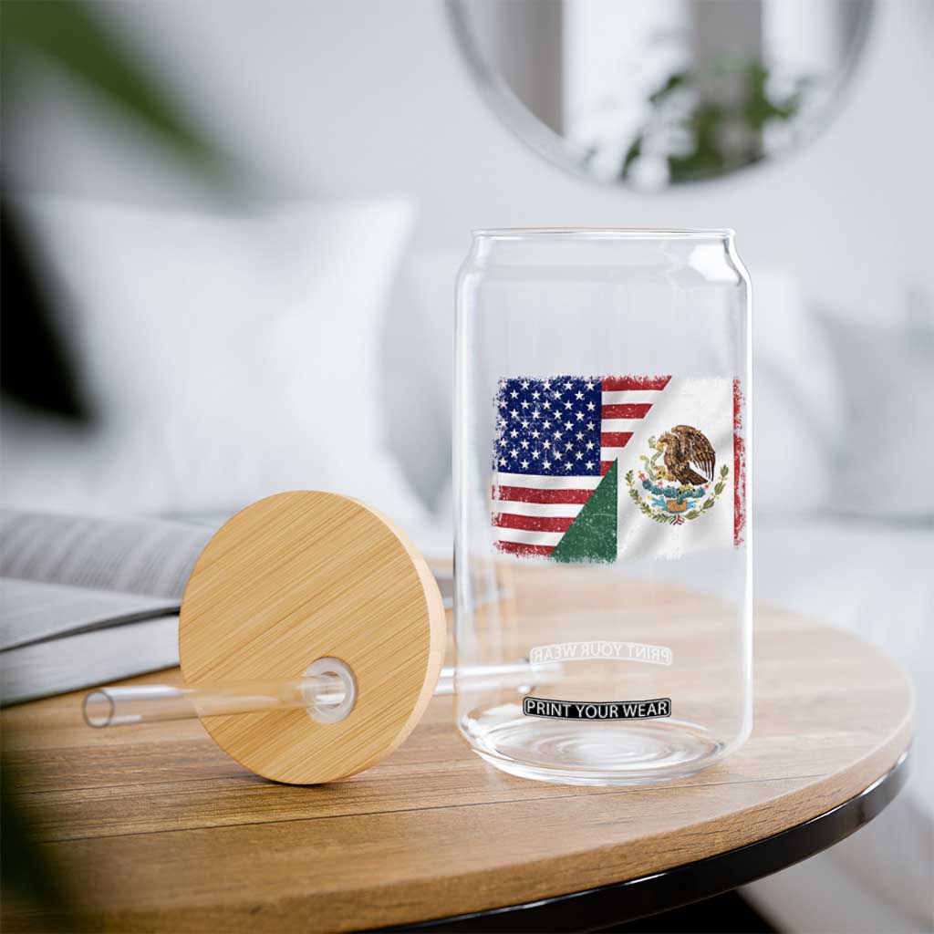American Mexican Flag Glass Can Mexico Heritage Half Mexican Roots TS10 Print Your Wear