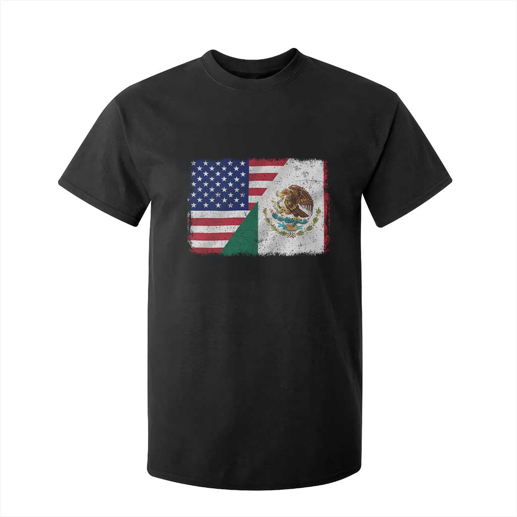 American Mexican Flag T Shirt For Kid Mexico Heritage Half Mexican Roots TS10 Black Print Your Wear