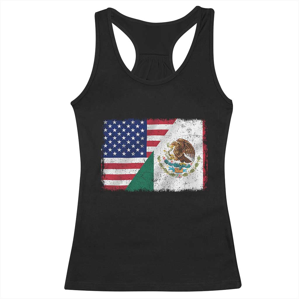 American Mexican Flag Racerback Tank Top Mexico Heritage Half Mexican Roots TS10 Black Print Your Wear