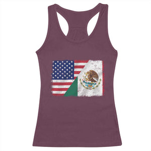 American Mexican Flag Racerback Tank Top Mexico Heritage Half Mexican Roots TS10 Maroon Print Your Wear