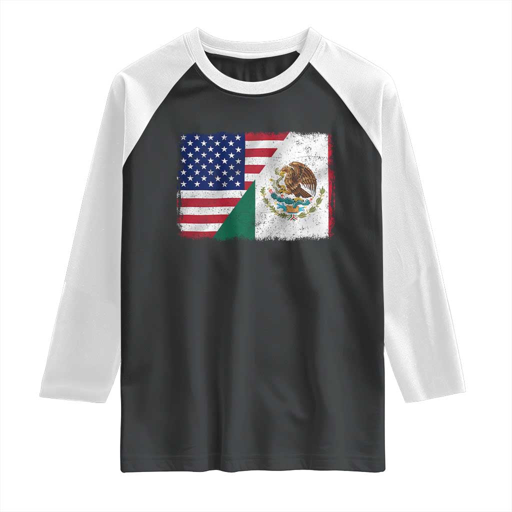 American Mexican Flag Raglan Shirt Mexico Heritage Half Mexican Roots TS10 Black White Print Your Wear