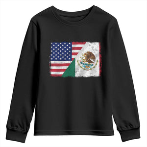 American Mexican Flag Youth Sweatshirt Mexico Heritage Half Mexican Roots TS10 Black Print Your Wear