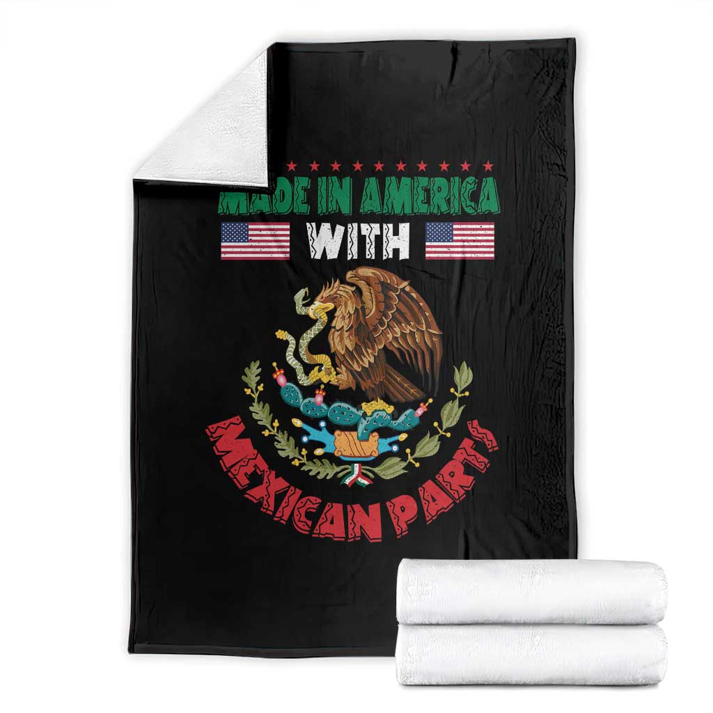 Made In America With Mexican Parts Throw Blanket Mexico Coat of Arms Half Mexican Roots TS10 Black Print Your Wear