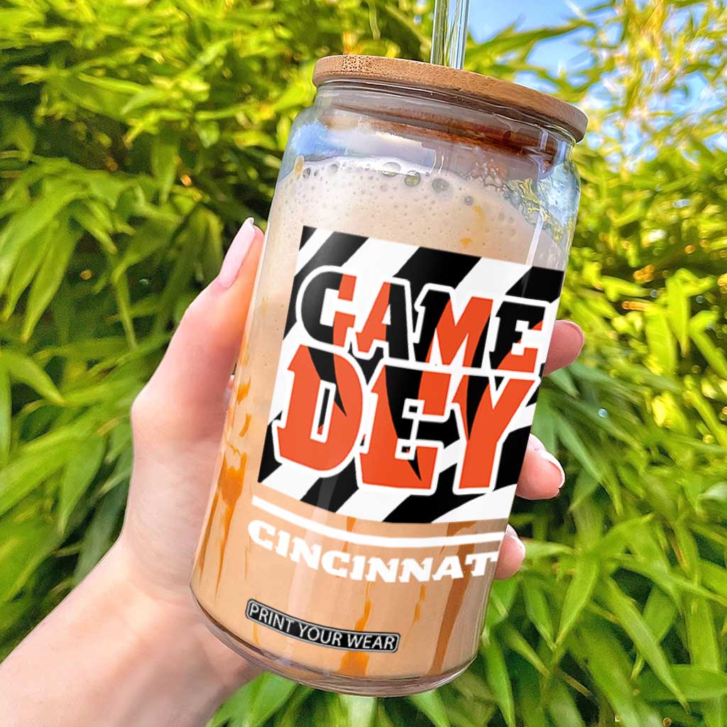 BFT Game Day Glass Can Retro Vintage Game Dey White Stripes TS10 Black Print Your Wear