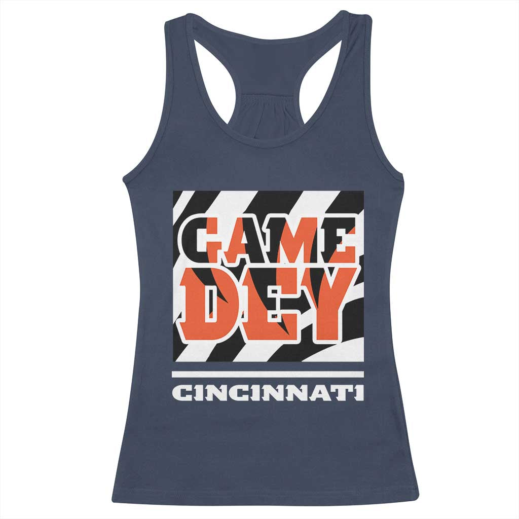 BFT Game Day Racerback Tank Top Retro Vintage Game Dey White Stripes TS10 Navy Print Your Wear
