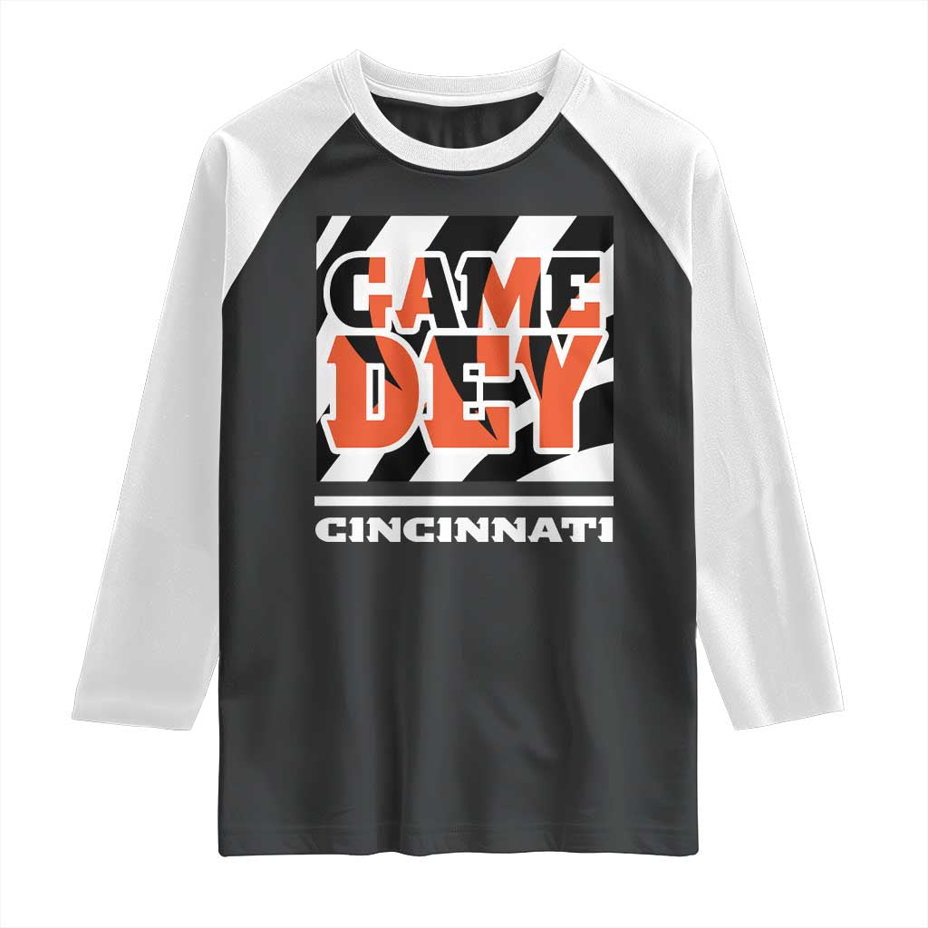 BFT Game Day Raglan Shirt Retro Vintage Game Dey White Stripes TS10 Black White Print Your Wear