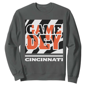 BFT Game Day Sweatshirt Retro Vintage Game Dey White Stripes TS10 Dark Heather Print Your Wear