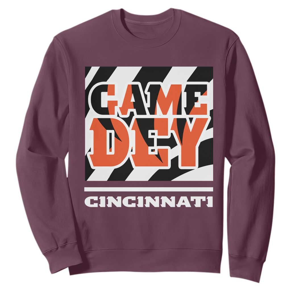 BFT Game Day Sweatshirt Retro Vintage Game Dey White Stripes TS10 Maroon Print Your Wear
