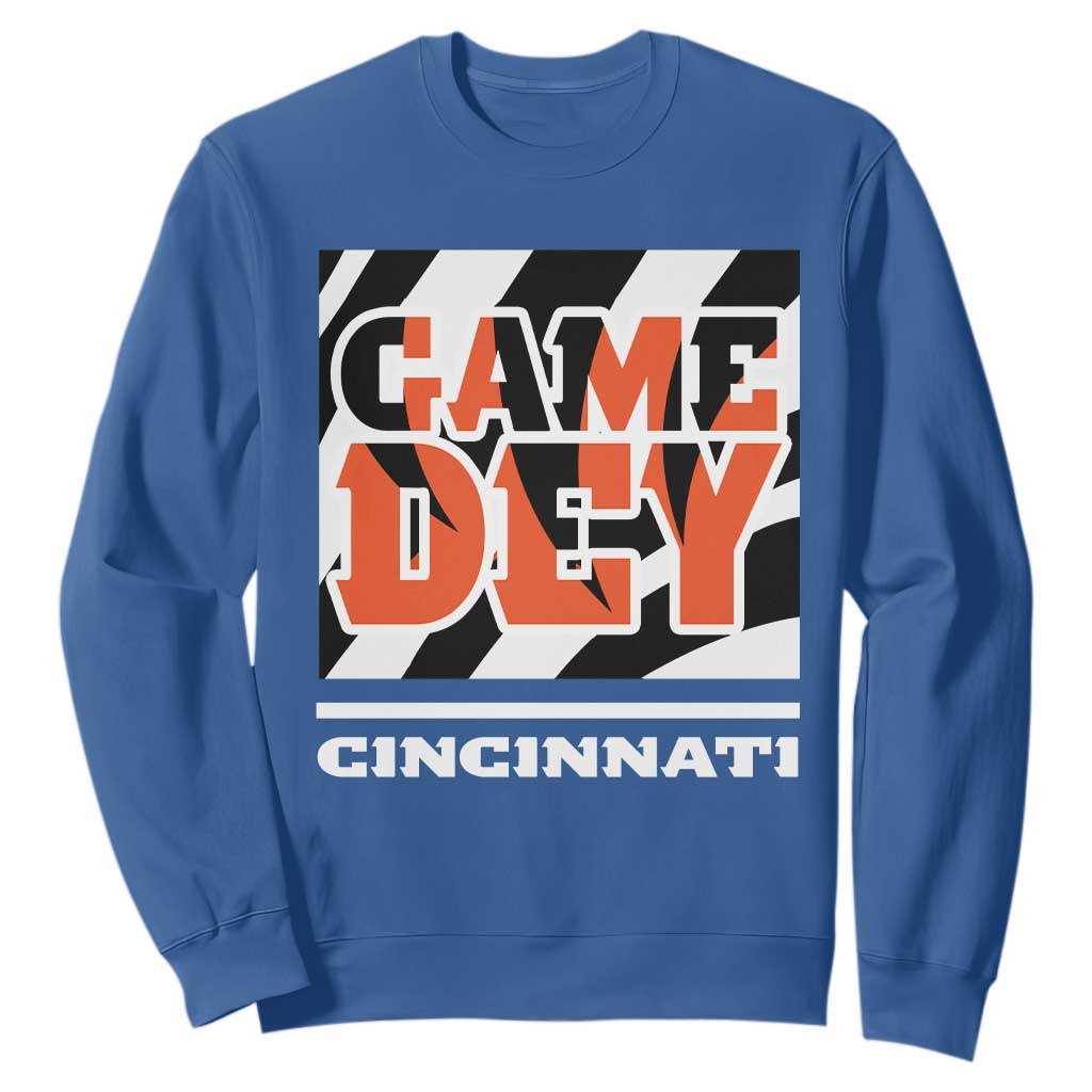 BFT Game Day Sweatshirt Retro Vintage Game Dey White Stripes TS10 Royal Blue Print Your Wear