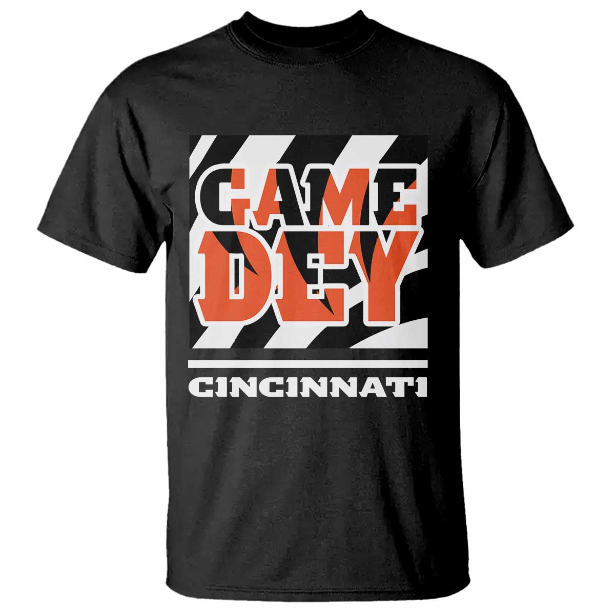 BFT Game Day T Shirt Retro Vintage Game Dey White Stripes TS10 Black Print Your Wear