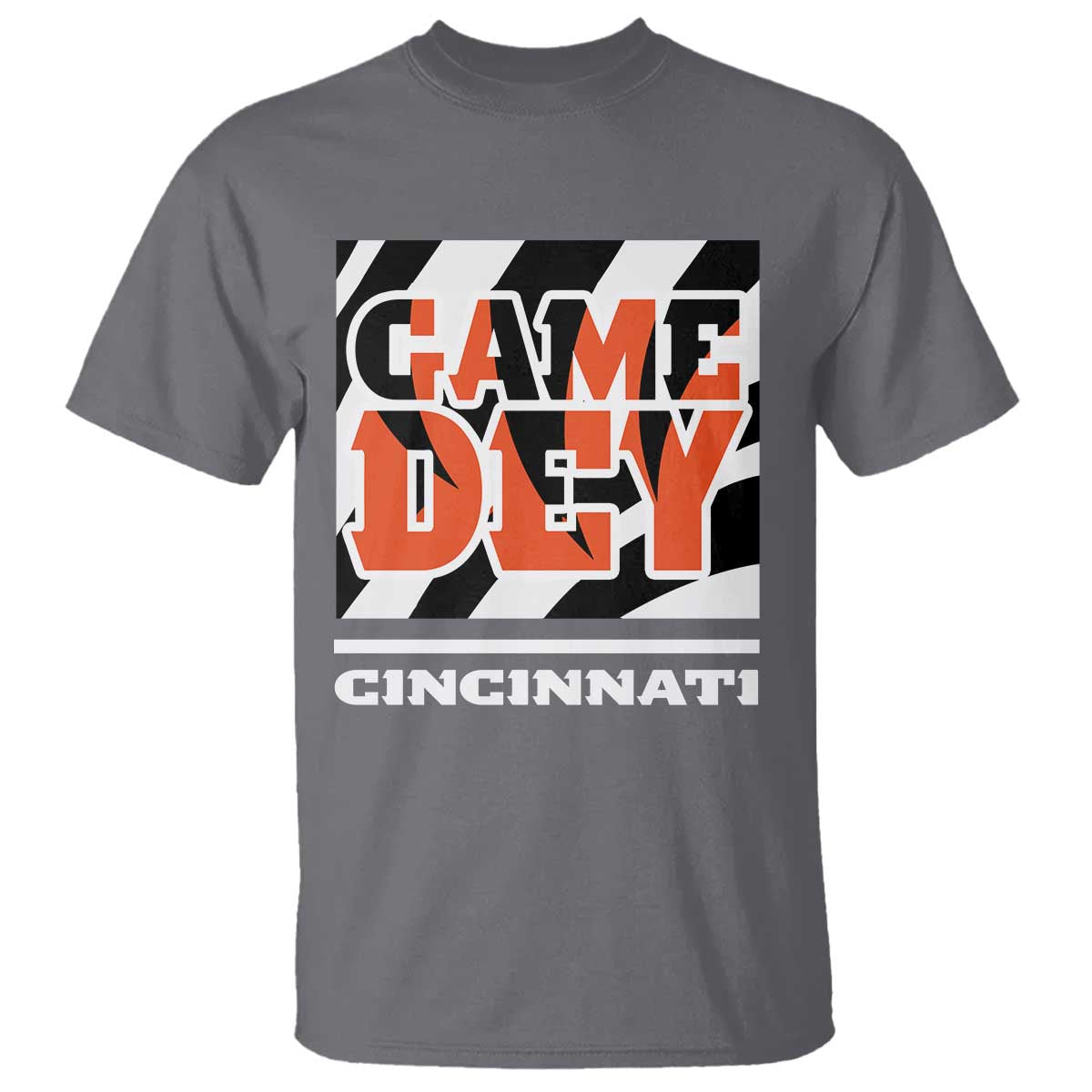 BFT Game Day T Shirt Retro Vintage Game Dey White Stripes TS10 Charcoal Print Your Wear