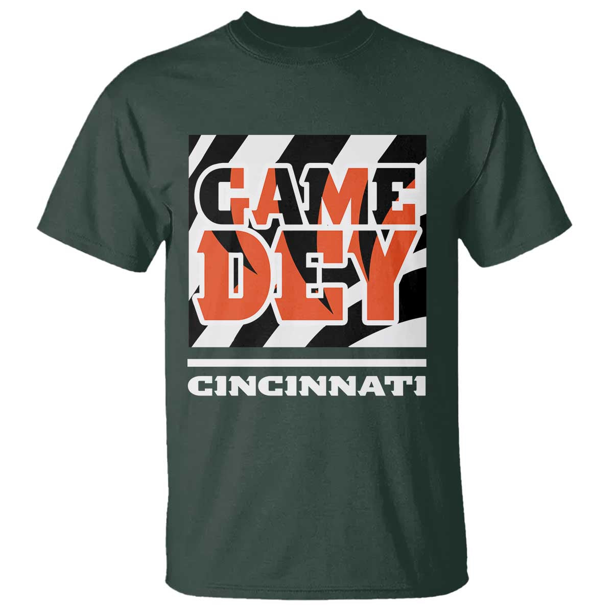 BFT Game Day T Shirt Retro Vintage Game Dey White Stripes TS10 Dark Forest Green Print Your Wear