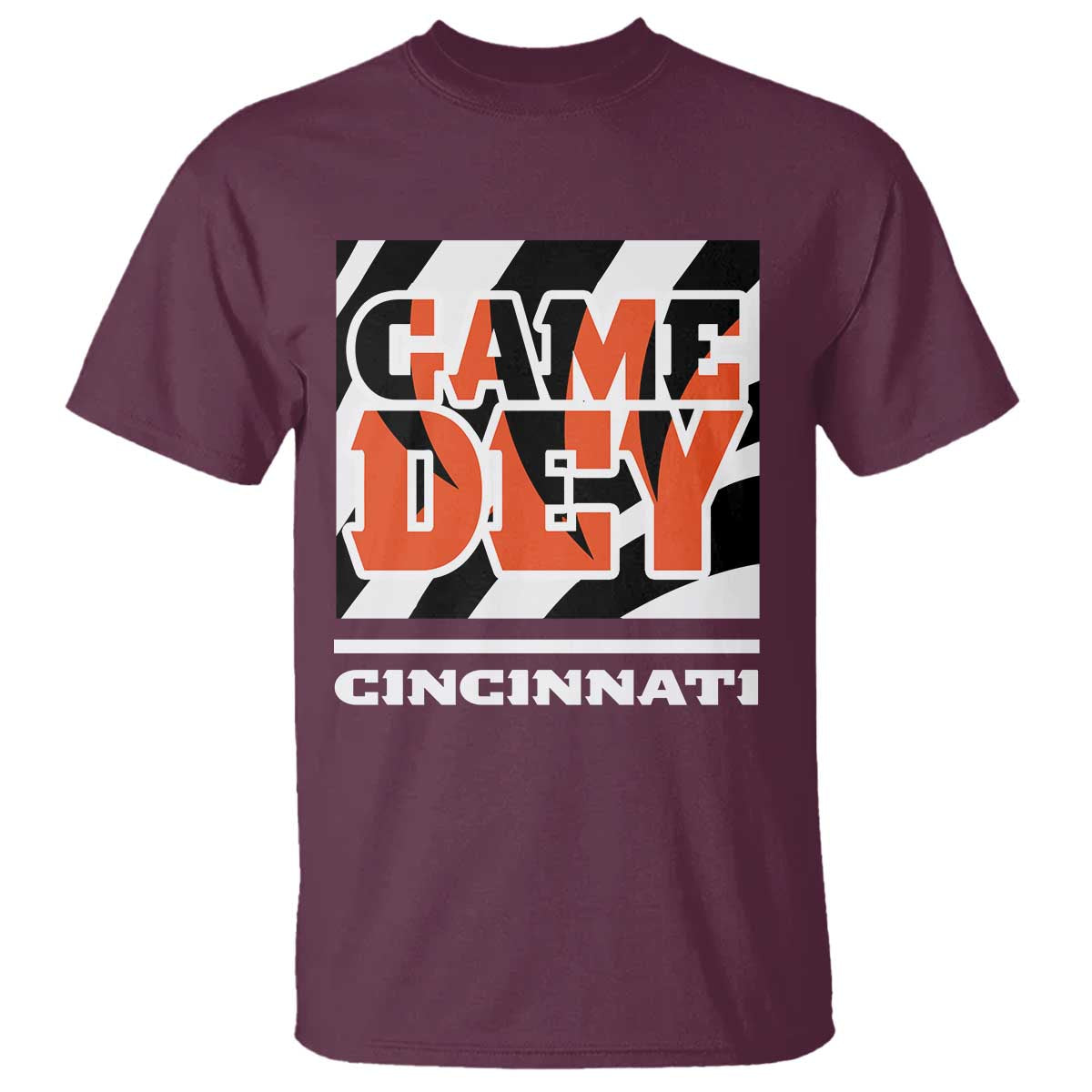 BFT Game Day T Shirt Retro Vintage Game Dey White Stripes TS10 Maroon Print Your Wear