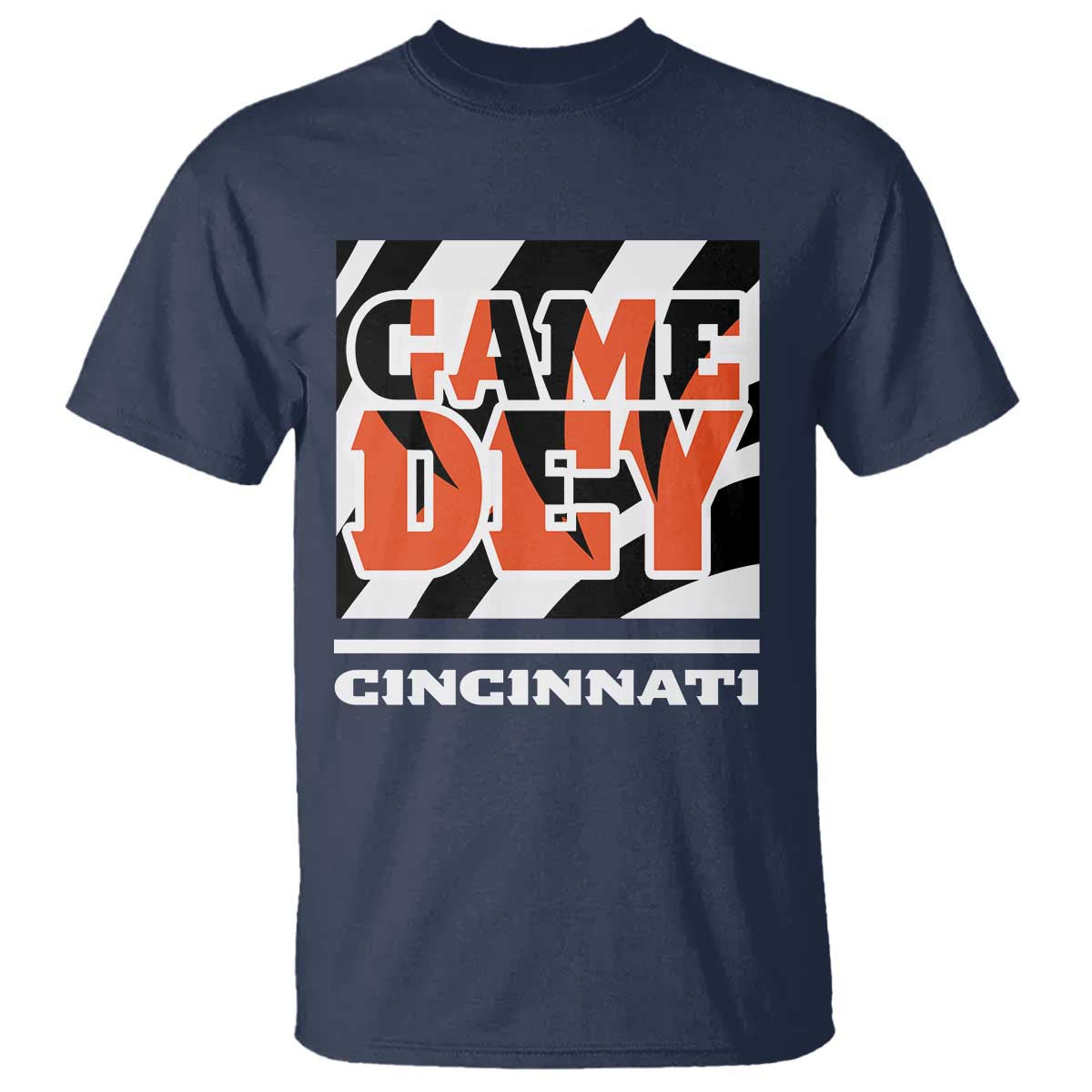 BFT Game Day T Shirt Retro Vintage Game Dey White Stripes TS10 Navy Print Your Wear