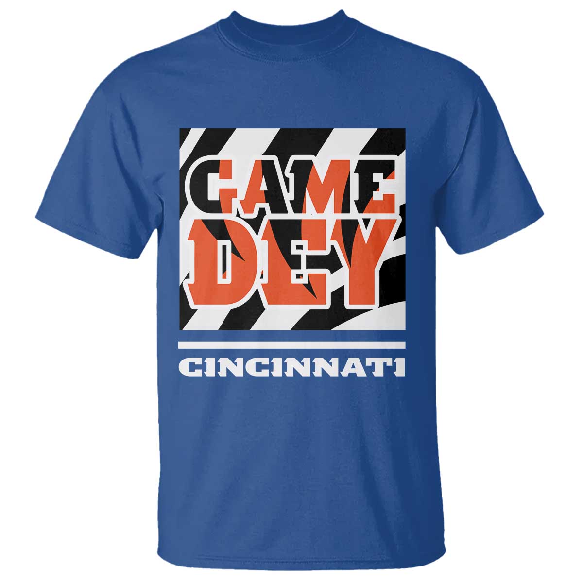 BFT Game Day T Shirt Retro Vintage Game Dey White Stripes TS10 Royal Blue Print Your Wear