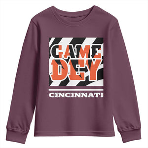BFT Game Day Youth Sweatshirt Retro Vintage Game Dey White Stripes TS10 Maroon Print Your Wear