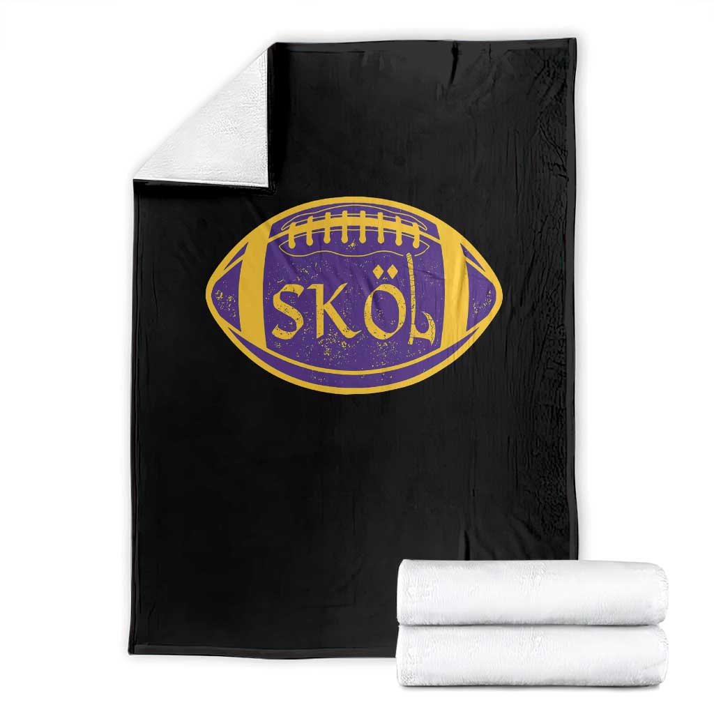 Skol Football Throw Blanket Retro Nordic Scandinavian Warrior Axe VF TS10 Black Print Your Wear