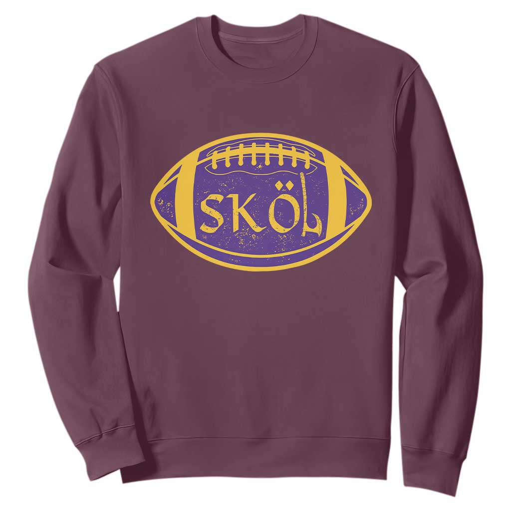 Skol Football Sweatshirt Retro Nordic Scandinavian Warrior Axe VF TS10 Maroon Print Your Wear