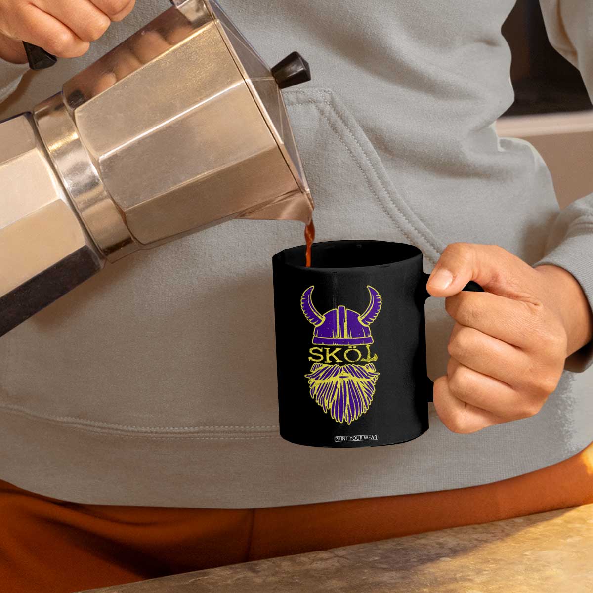 Skol Nordic Scandinavian Warrior Helmet Coffee Mug Retro Football Sports Fan MFV TS10 Print Your Wear
