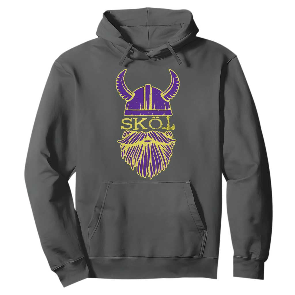 Skol Nordic Scandinavian Warrior Helmet Hoodie Retro Football Sports Fan MFV TS10 Dark Heather Print Your Wear