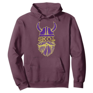 Skol Nordic Scandinavian Warrior Helmet Hoodie Retro Football Sports Fan MFV TS10 Maroon Print Your Wear