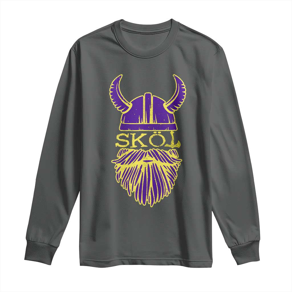 Skol Nordic Scandinavian Warrior Helmet Long Sleeve Shirt Retro Football Sports Fan MFV TS10 Dark Heather Print Your Wear