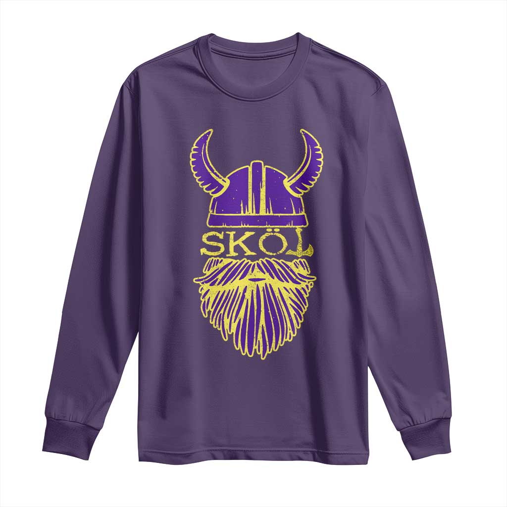 Skol Nordic Scandinavian Warrior Helmet Long Sleeve Shirt Retro Football Sports Fan MFV TS10 Purple Print Your Wear