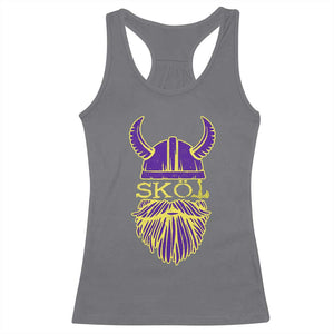 Skol Nordic Scandinavian Warrior Helmet Racerback Tank Top Retro Football Sports Fan MFV TS10 Charcoal Print Your Wear