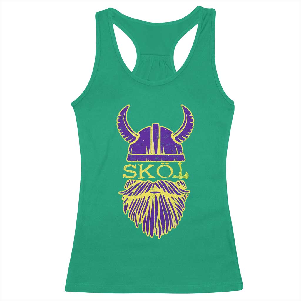 Skol Nordic Scandinavian Warrior Helmet Racerback Tank Top Retro Football Sports Fan MFV TS10 Irish Green Print Your Wear