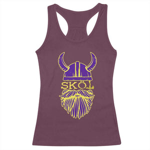 Skol Nordic Scandinavian Warrior Helmet Racerback Tank Top Retro Football Sports Fan MFV TS10 Maroon Print Your Wear