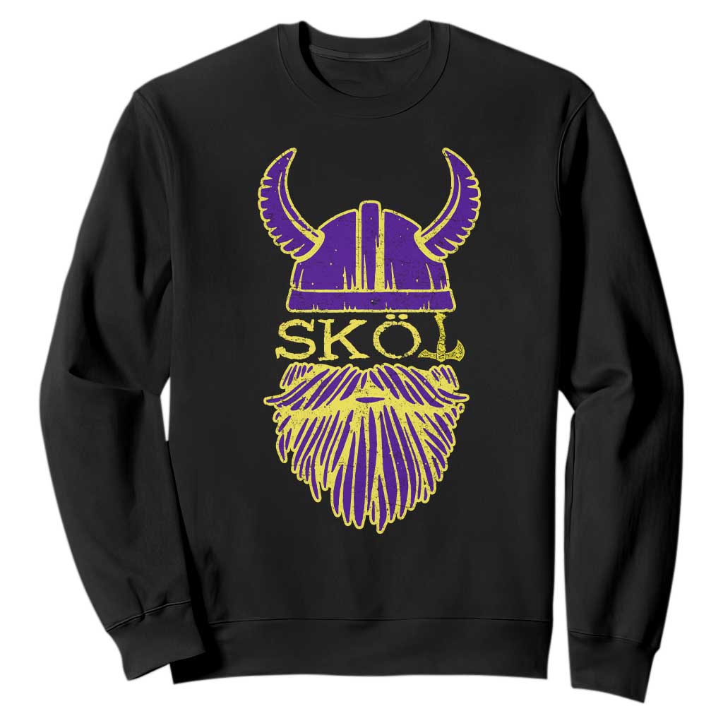 Skol Nordic Scandinavian Warrior Helmet Sweatshirt Retro Football Sports Fan MFV TS10 Black Print Your Wear