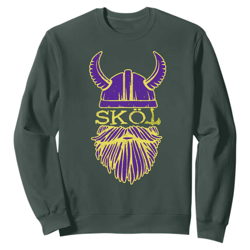 Skol Nordic Scandinavian Warrior Helmet Sweatshirt Retro Football Sports Fan MFV TS10 Dark Forest Green Print Your Wear
