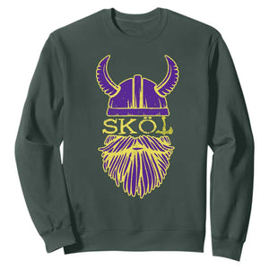 Skol Nordic Scandinavian Warrior Helmet Sweatshirt Retro Football Sports Fan MFV TS10 Dark Forest Green Print Your Wear