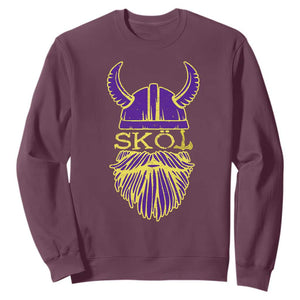 Skol Nordic Scandinavian Warrior Helmet Sweatshirt Retro Football Sports Fan MFV TS10 Maroon Print Your Wear